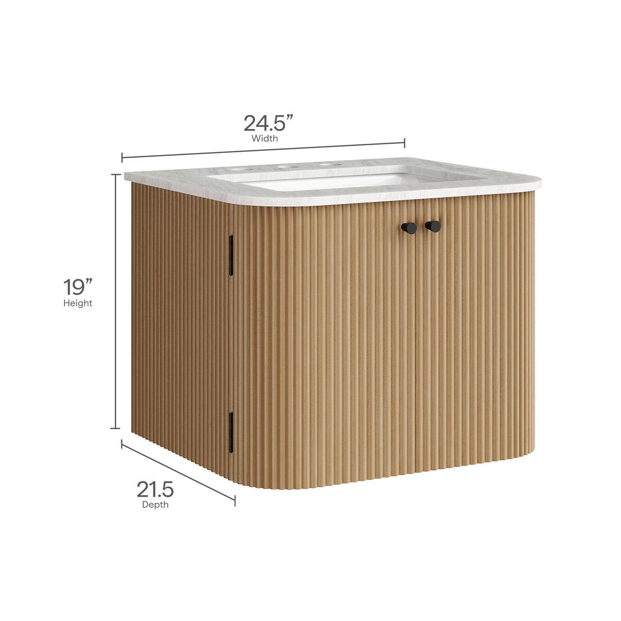 Zia 24" Wall-Mount Bathroom Vanity with Marble Sink by Modway