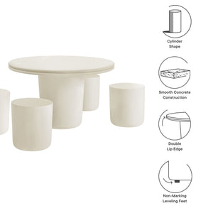 Brion Indoor-Outdoor Patio Concrete 5 Piece Dining Table Set by Modway
