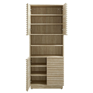 Render Tall Faux Travertine Linen Storage Cabinet by Modway