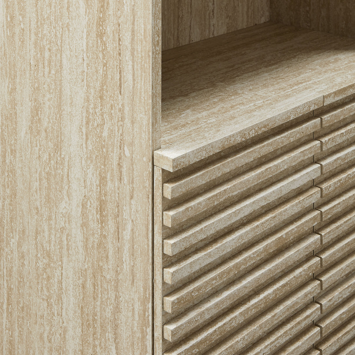 Render Tall Faux Travertine Linen Storage Cabinet by Modway