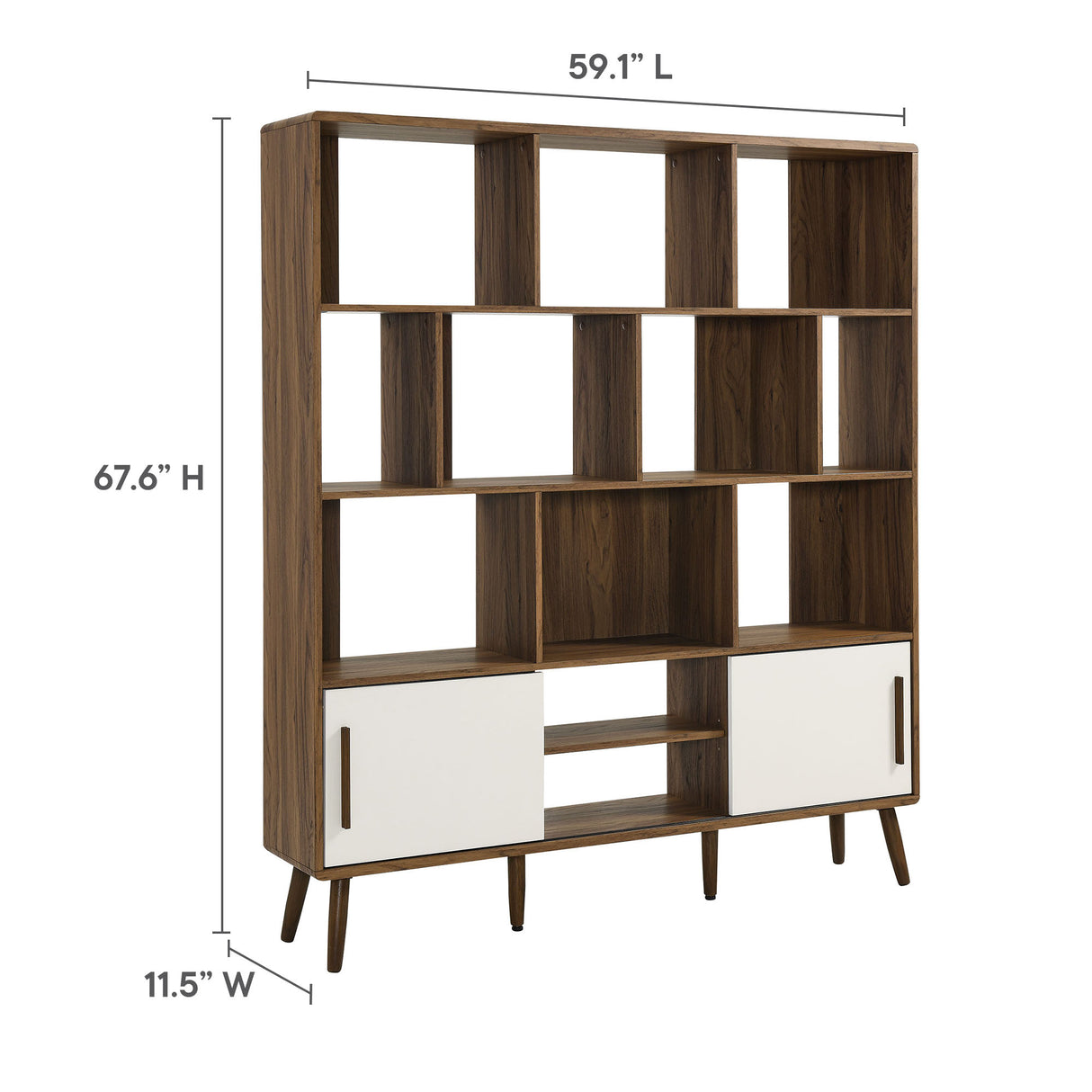 Transmit 59" Bookcase with Sliding Doors by Modway