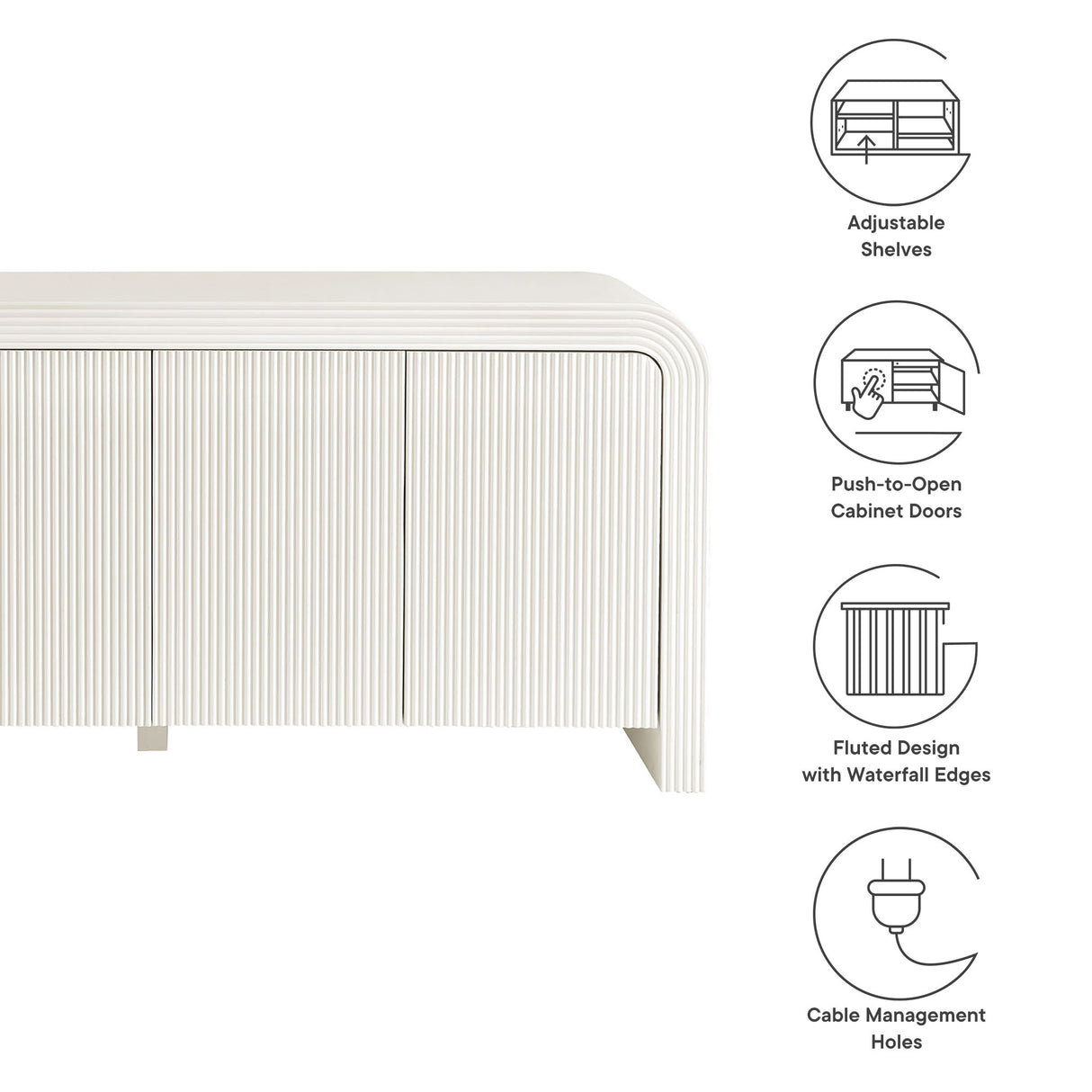 Waterflute 70" Fluted Sideboard Cabinet by Modway