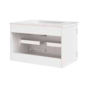 Zia 30" Wall-Mount Bathroom Vanity with Marble Sink by Modway