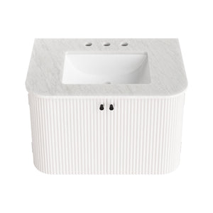 Zia 30" Wall-Mount Bathroom Vanity with Marble Sink by Modway