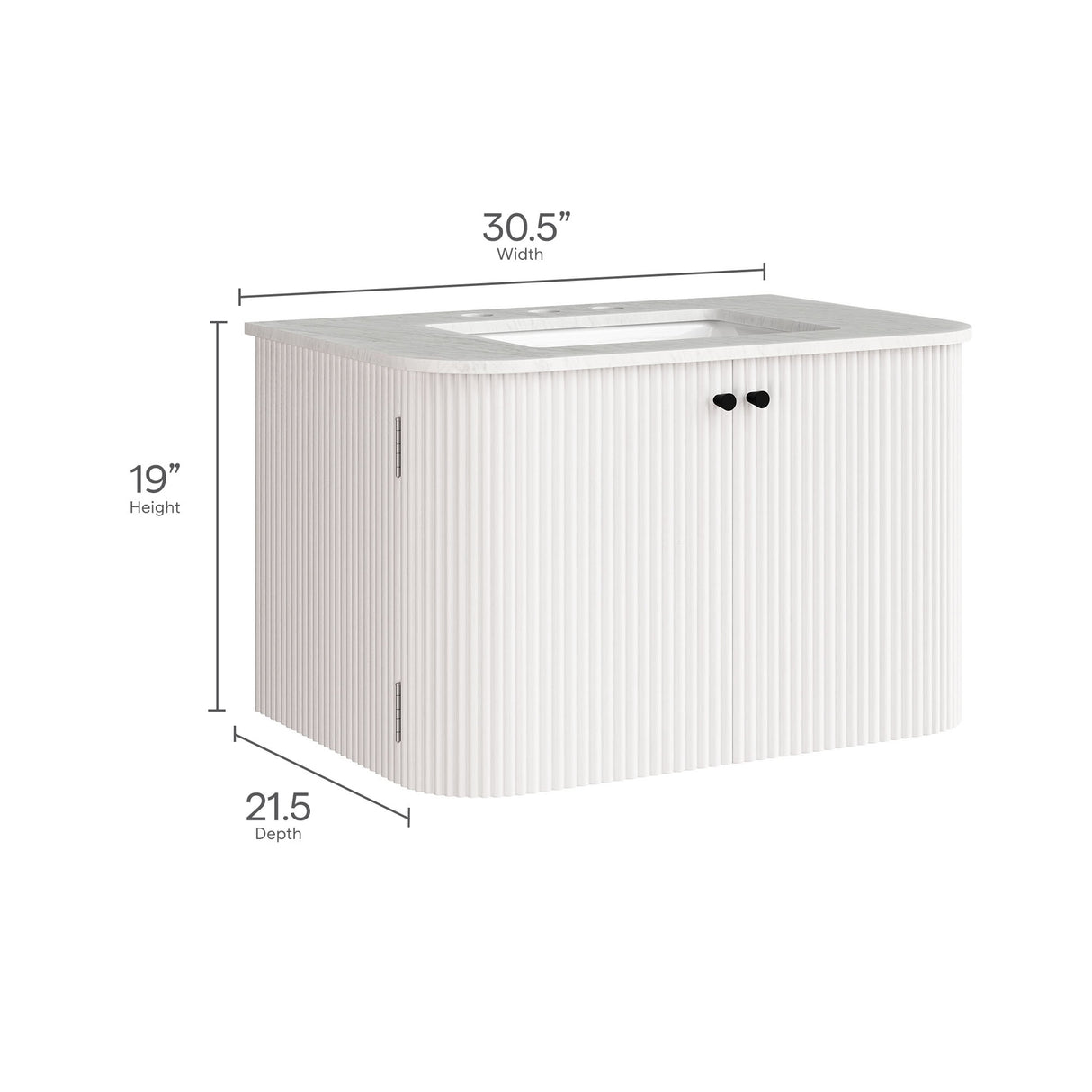 Zia 30" Wall-Mount Bathroom Vanity with Marble Sink by Modway