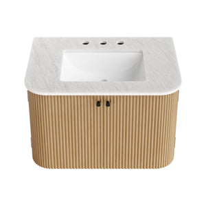 Zia 30" Wall-Mount Bathroom Vanity with Marble Sink by Modway