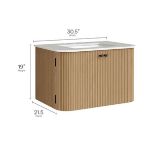 Zia 30" Wall-Mount Bathroom Vanity with Marble Sink by Modway