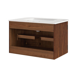 Zia 30" Wall-Mount Bathroom Vanity with Marble Sink by Modway