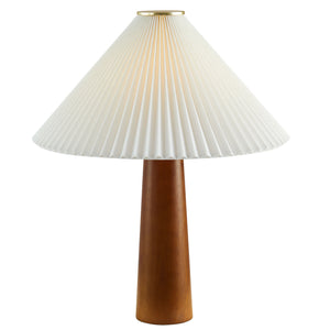 Jessica Wooden Base Table Lamp With Pleated Fabric Shade by Modway