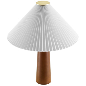 Jessica Wooden Base Table Lamp With Pleated Fabric Shade by Modway