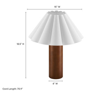Flora Wood Table Lamp with Pleated Petal Shade by Modway