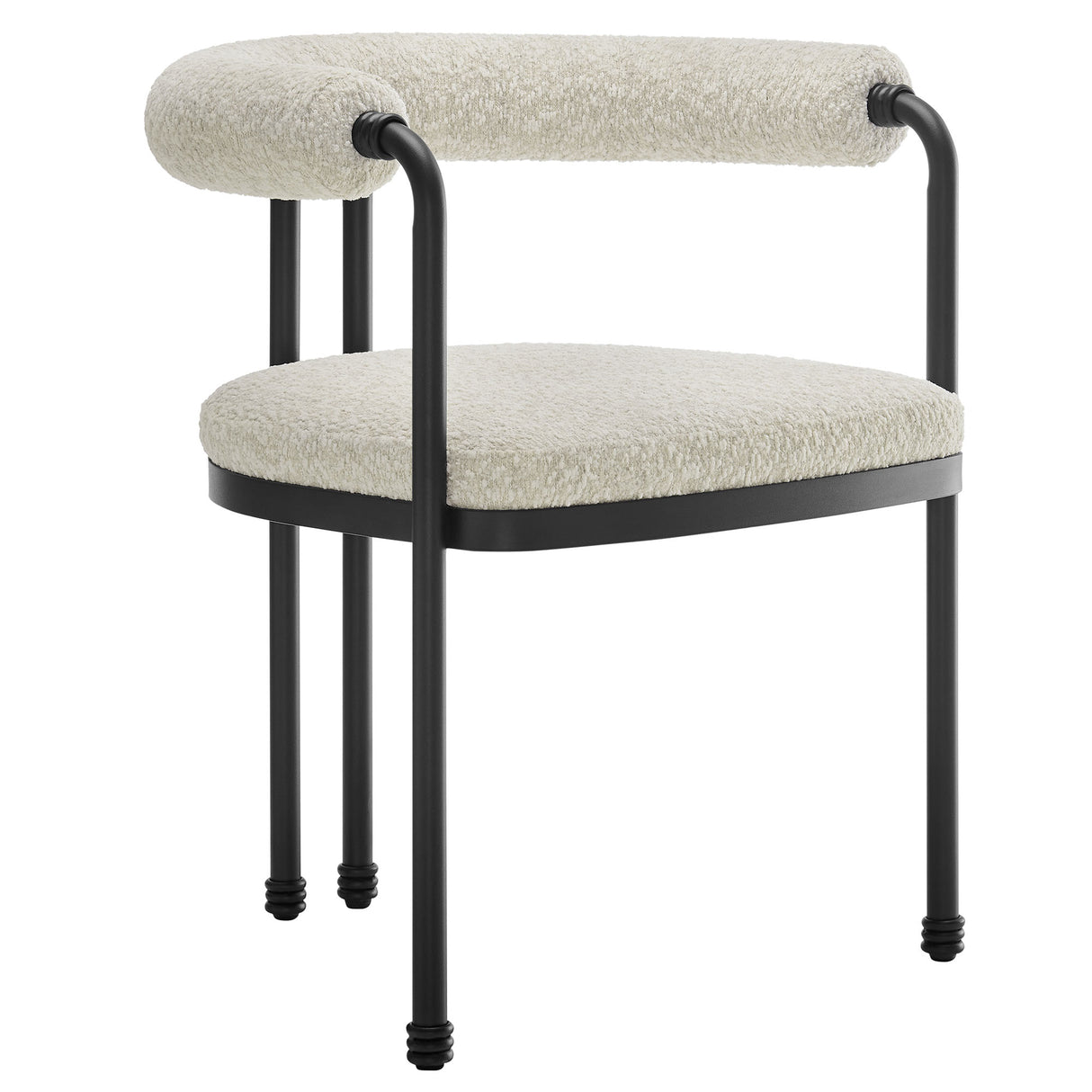 Turin Curved Back Boucle and Metal Dining Accent Chair by Modway