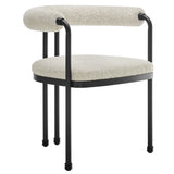 Turin Curved Back Boucle and Metal Dining Accent Chair by Modway