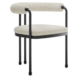 Turin Curved Back Boucle and Metal Dining Accent Chair by Modway