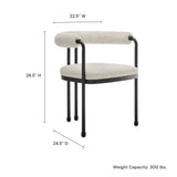 Turin Curved Back Boucle and Metal Dining Accent Chair by Modway