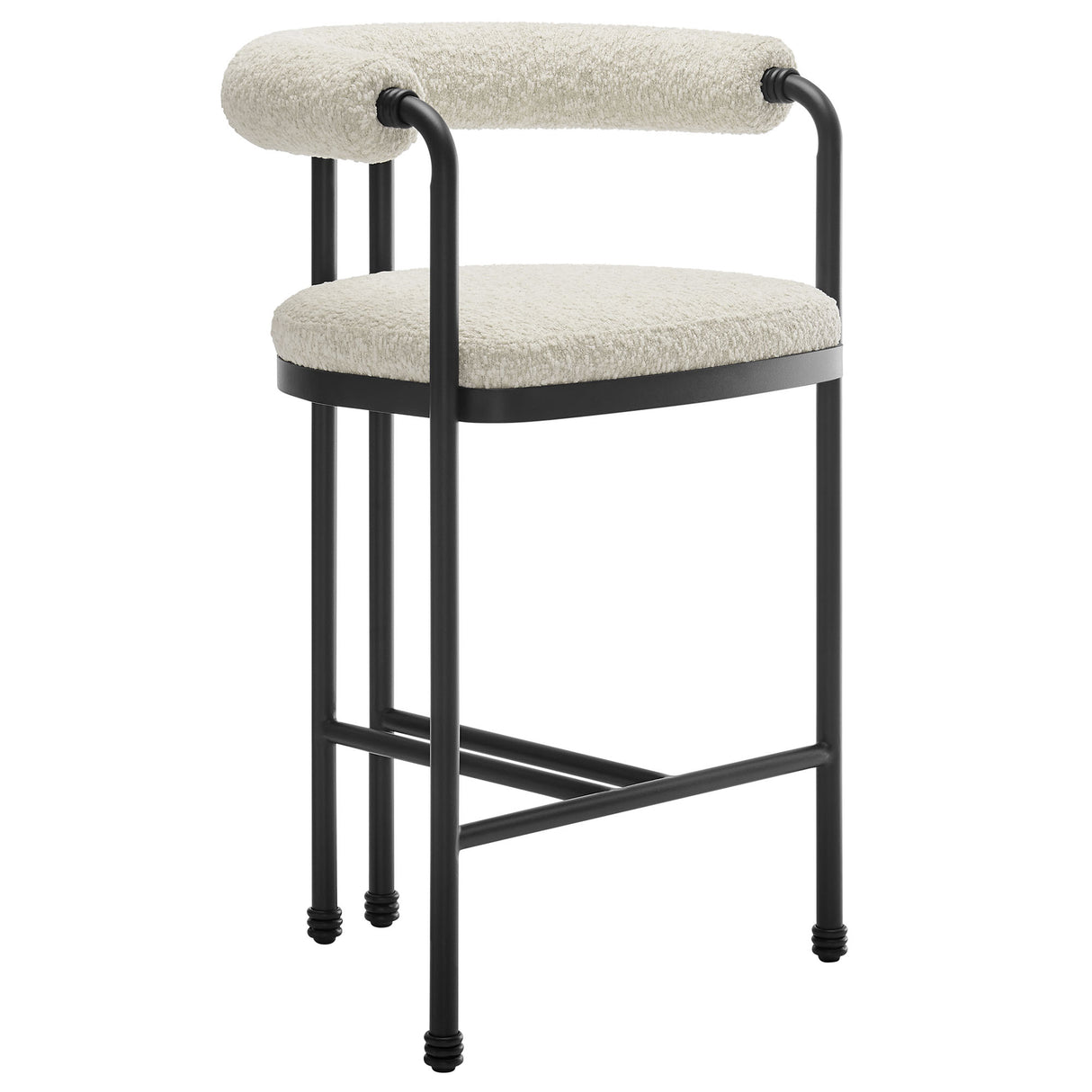 Turin Curved Back Boucle and Metal Counter Stool by Modway