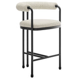 Turin Curved Back Boucle and Metal Counter Stool by Modway