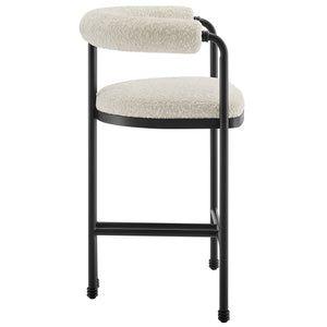 Turin Curved Back Boucle and Metal Counter Stool by Modway