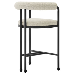 Turin Curved Back Boucle and Metal Counter Stool by Modway