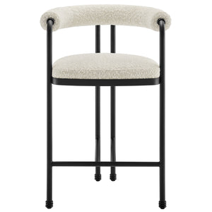 Turin Curved Back Boucle and Metal Counter Stool by Modway
