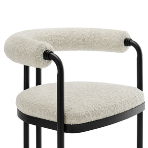 Turin Curved Back Boucle and Metal Counter Stool by Modway