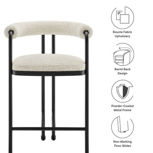 Turin Curved Back Boucle and Metal Counter Stool by Modway