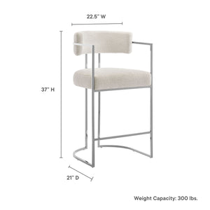 Huron Curved Back Fabric and Metal Counter Stool by Modway