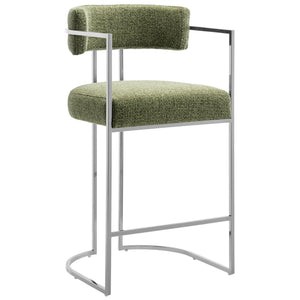 Huron Curved Back Fabric and Metal Counter Stool by Modway