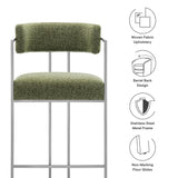 Huron Curved Back Fabric and Metal Counter Stool by Modway