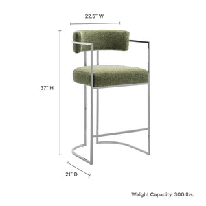 Huron Curved Back Fabric and Metal Counter Stool by Modway