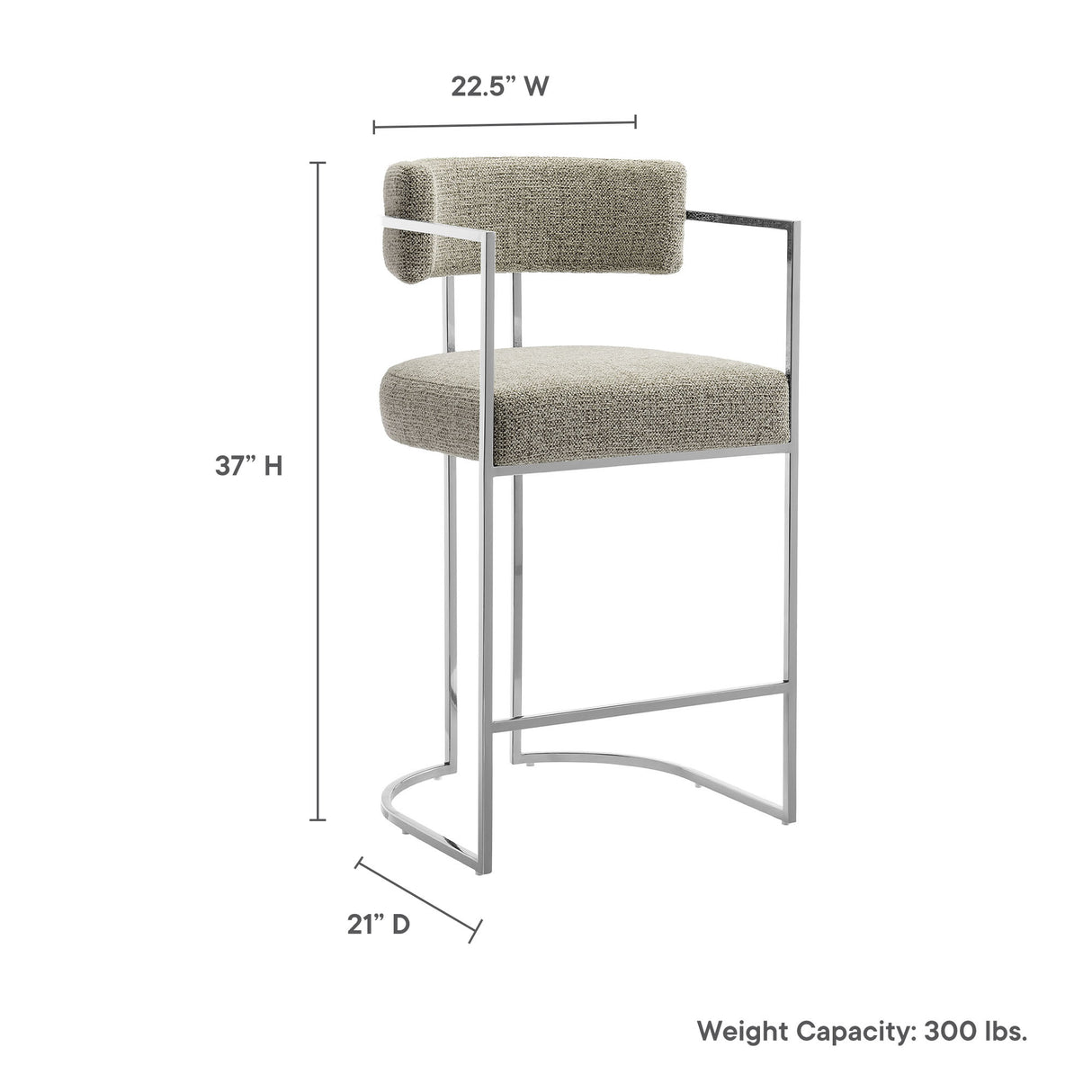 Huron Curved Back Fabric and Metal Counter Stool by Modway