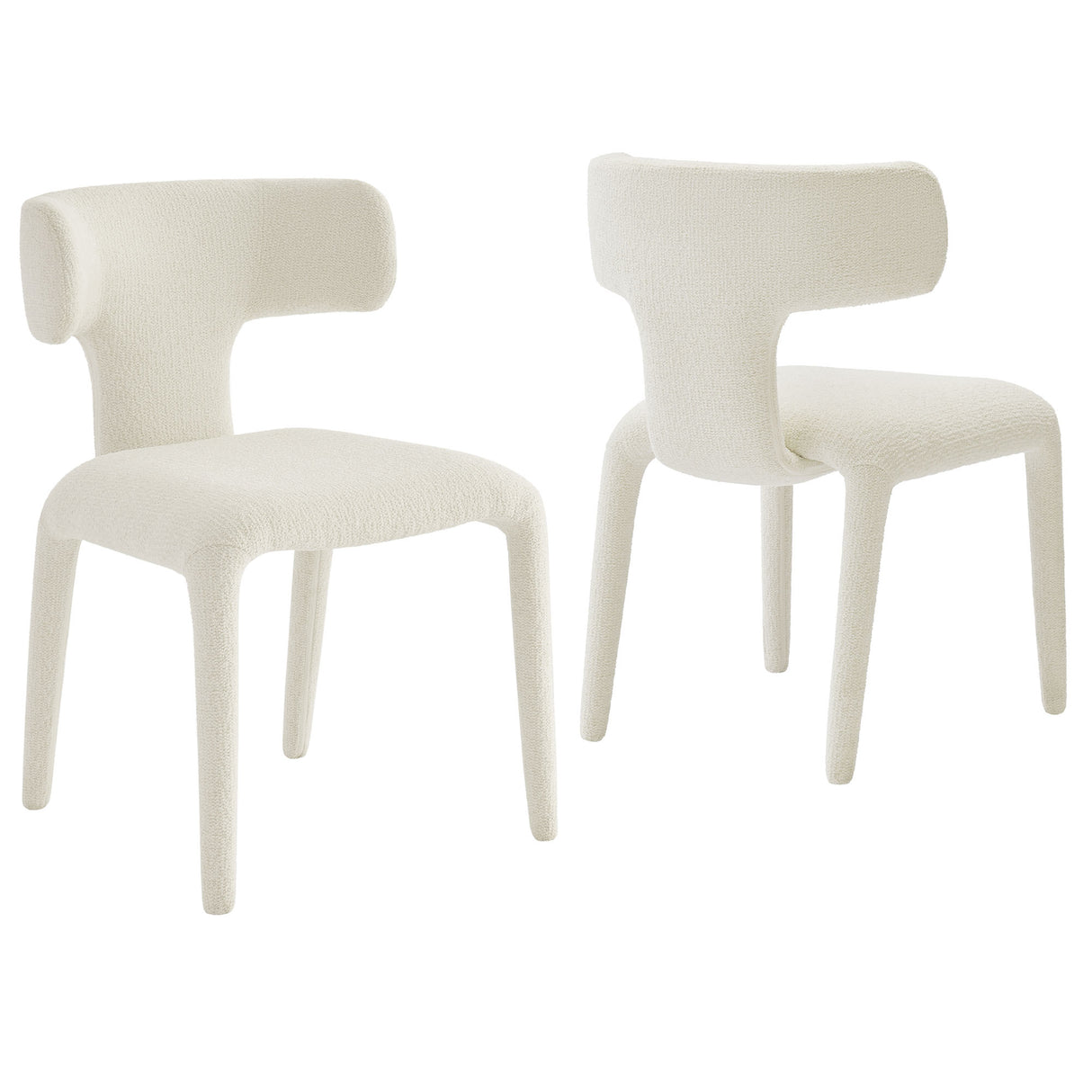 Stellan Curved Back Boucle Upholstered Dining Chair Set of 2