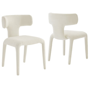 Stellan Curved Back Boucle Upholstered Dining Chair Set of 2
