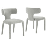Stellan Curved Back Boucle Upholstered Dining Chair Set of 2