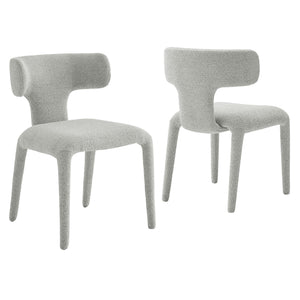 Stellan Curved Back Boucle Upholstered Dining Chair Set of 2