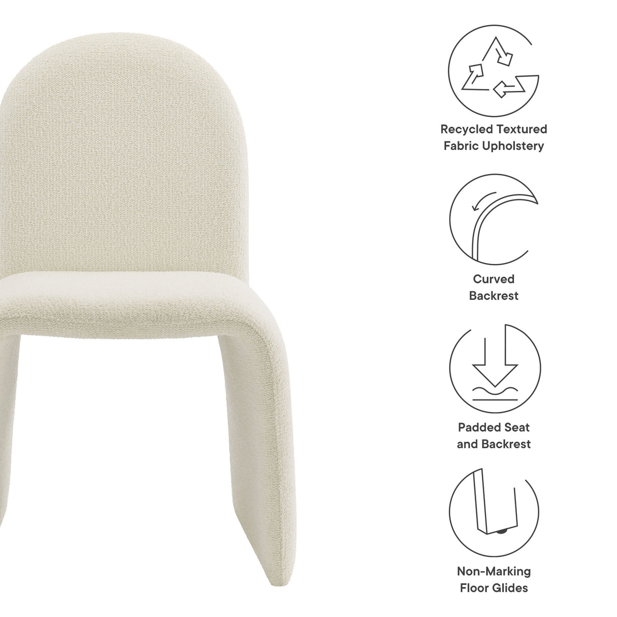 Junia Boucle Upholstered Armless Dining Chair by Modway