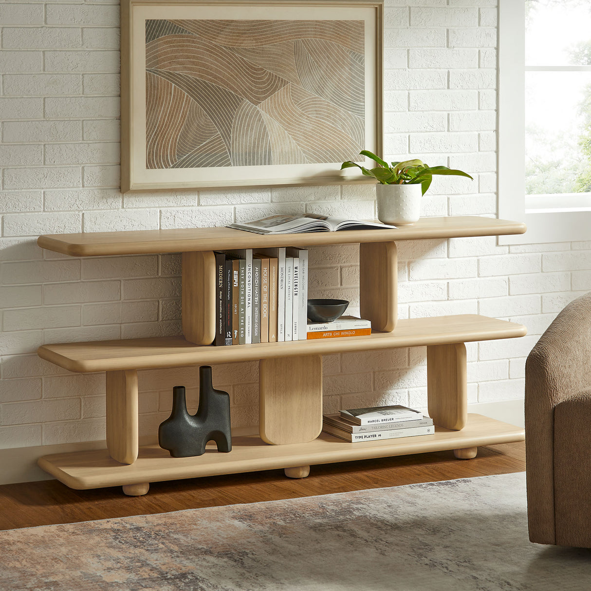 Lyle Sculptural 2-Tier Bookshelf by Modway
