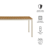 Finn 71" Outdoor Patio Aluminum Dining Table with Faux Wood Top by Modway