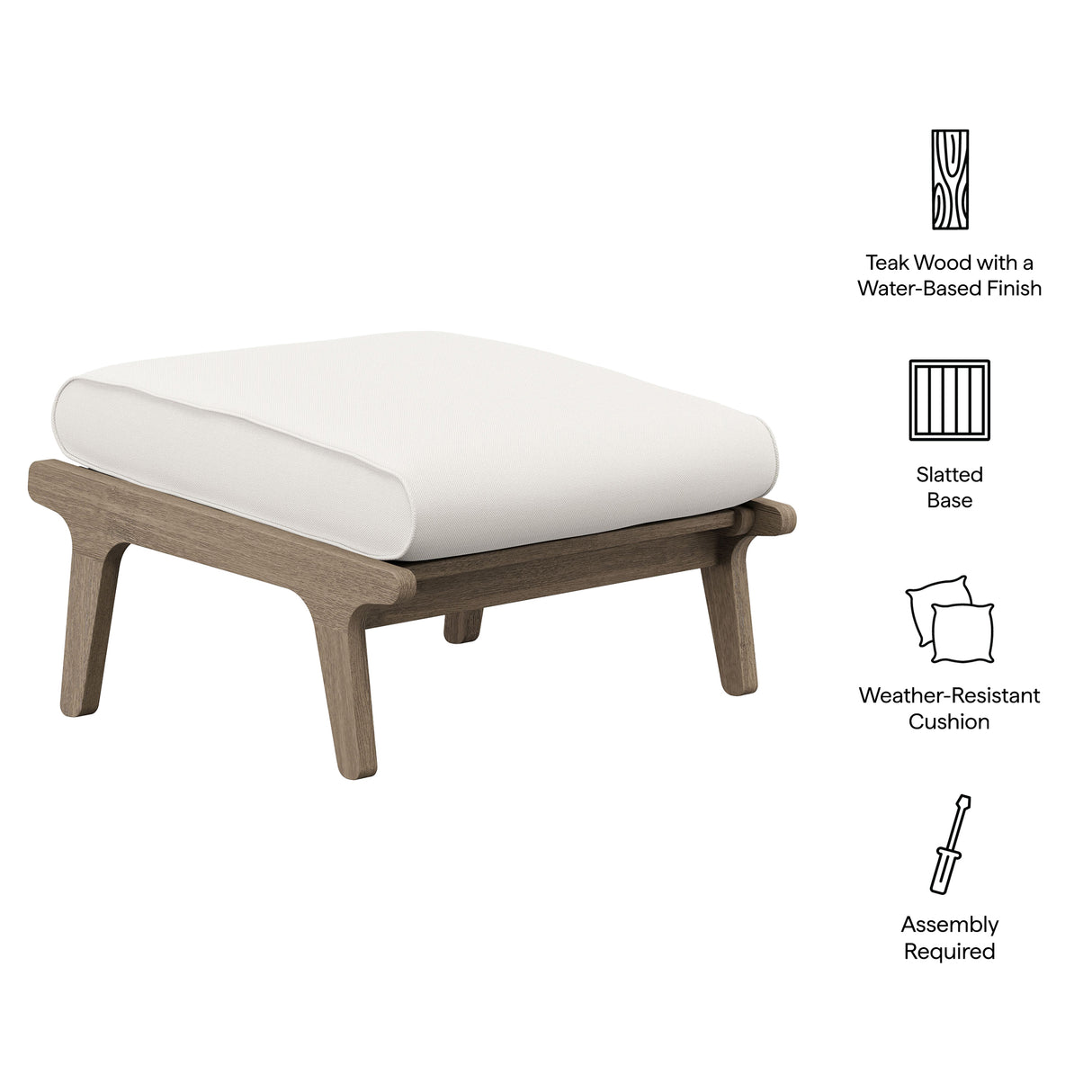 Saratoga Outdoor Patio Teak Ottoman by Modway