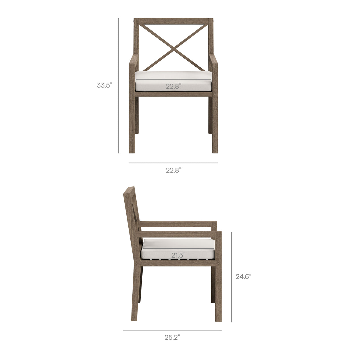 Northlake Outdoor Patio Teak Dining Armchair
