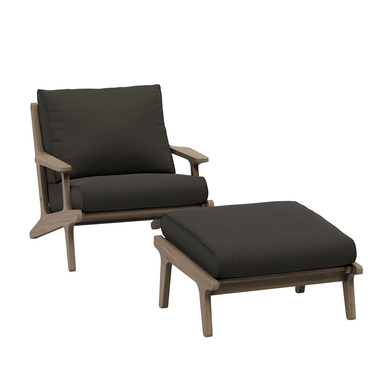Saratoga Outdoor Patio Teak Wood Chair and Ottoman Set by Modway