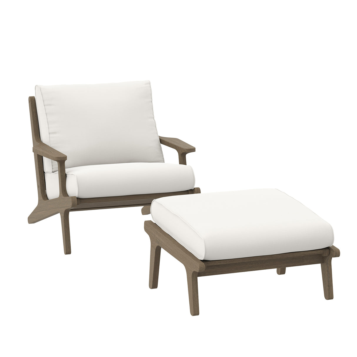 Saratoga Outdoor Patio Teak Wood Chair and Ottoman Set by Modway