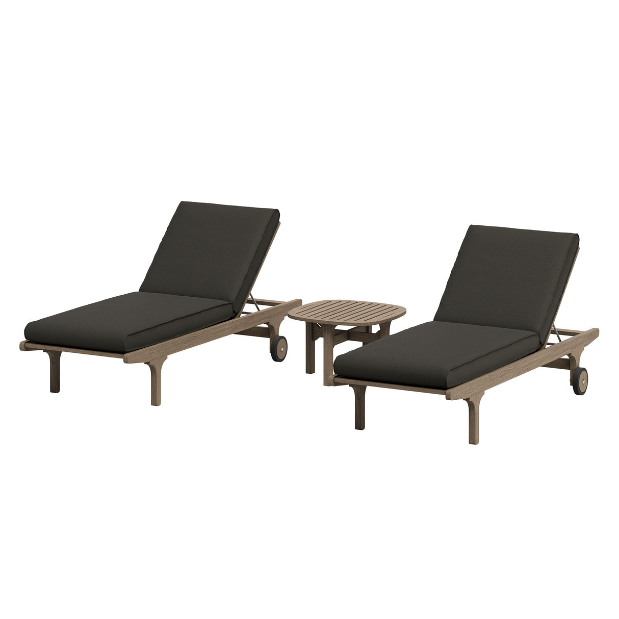 Saratoga Outdoor Patio Teak Wood 3-Piece Chaise Lounge Furniture Set by Modway