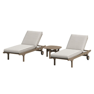 Saratoga Outdoor Patio Teak Wood 3-Piece Chaise Lounge Furniture Set by Modway
