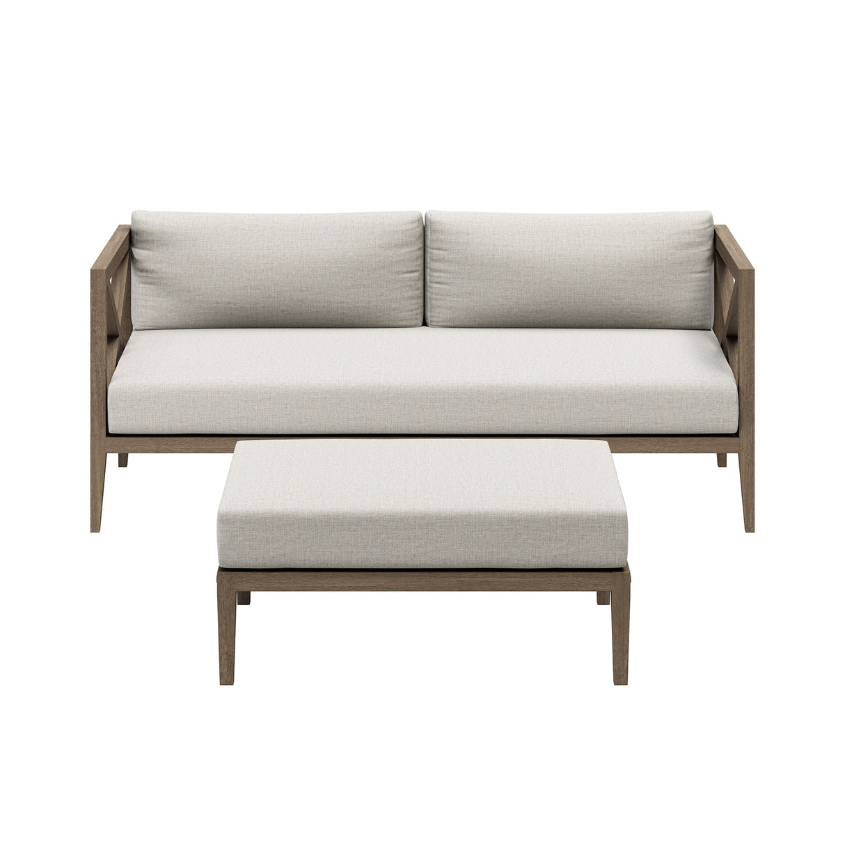 Northlake Outdoor Patio Teak Wood Loveseat and Ottoman Set by Modway