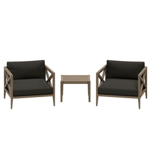 Northlake 3-Piece Outdoor Patio Teak Wood Furniture Set with Armchair and Side Table by Modway