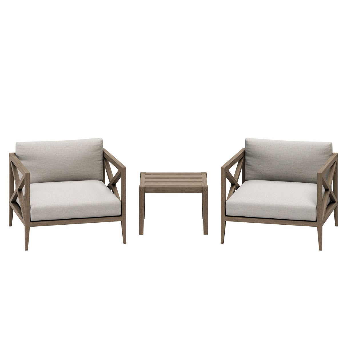 Northlake 3-Piece Outdoor Patio Teak Wood Furniture Set with Armchair and Side Table by Modway