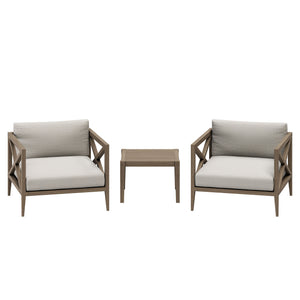 Northlake 3-Piece Outdoor Patio Teak Wood Furniture Set with Armchair and Side Table by Modway