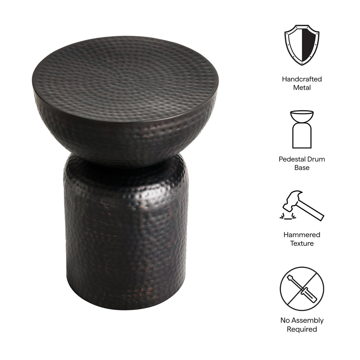 Mella Metal Hammered Side Table by Modway