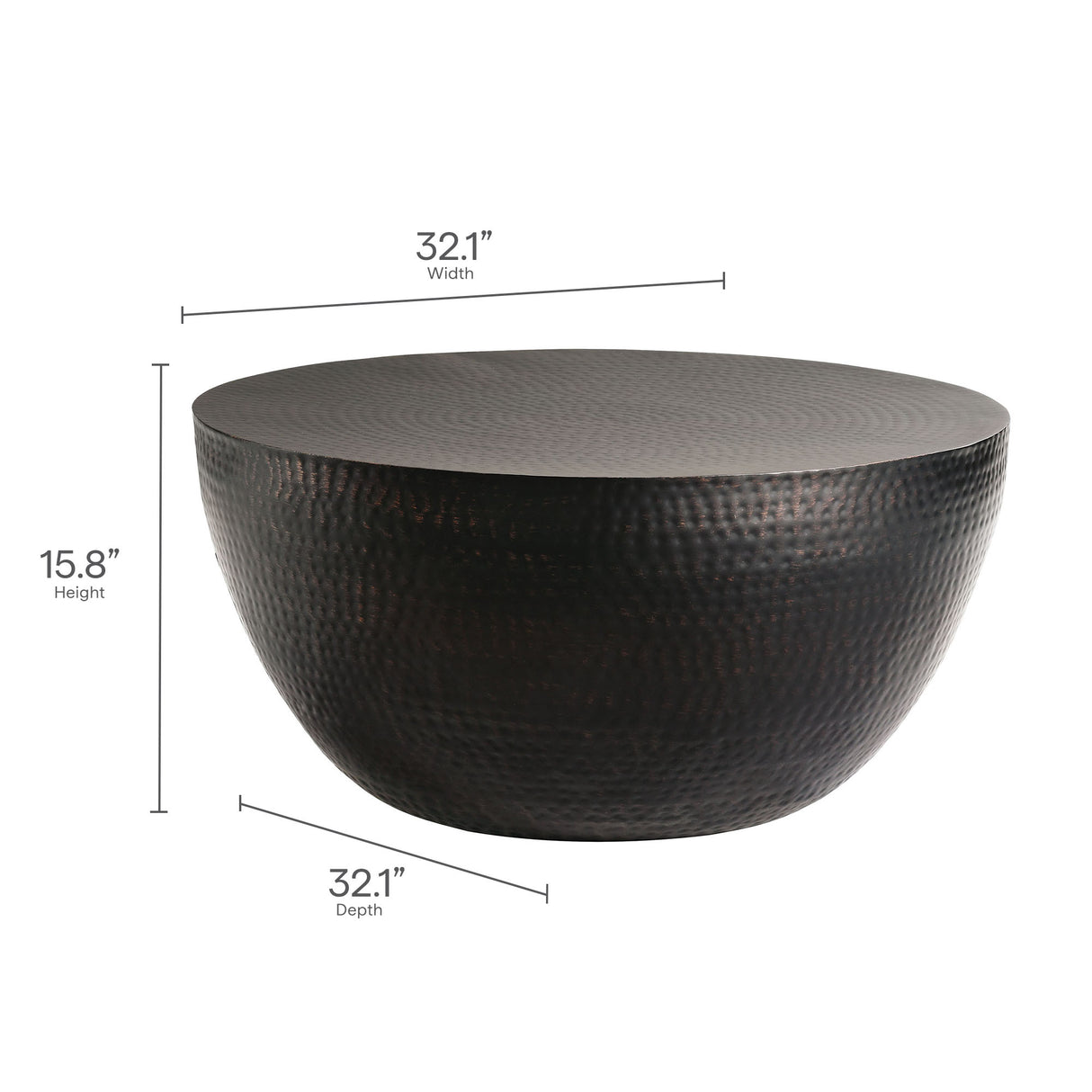Mella 32 Inch Metal Hammered Coffee Table by Modway
